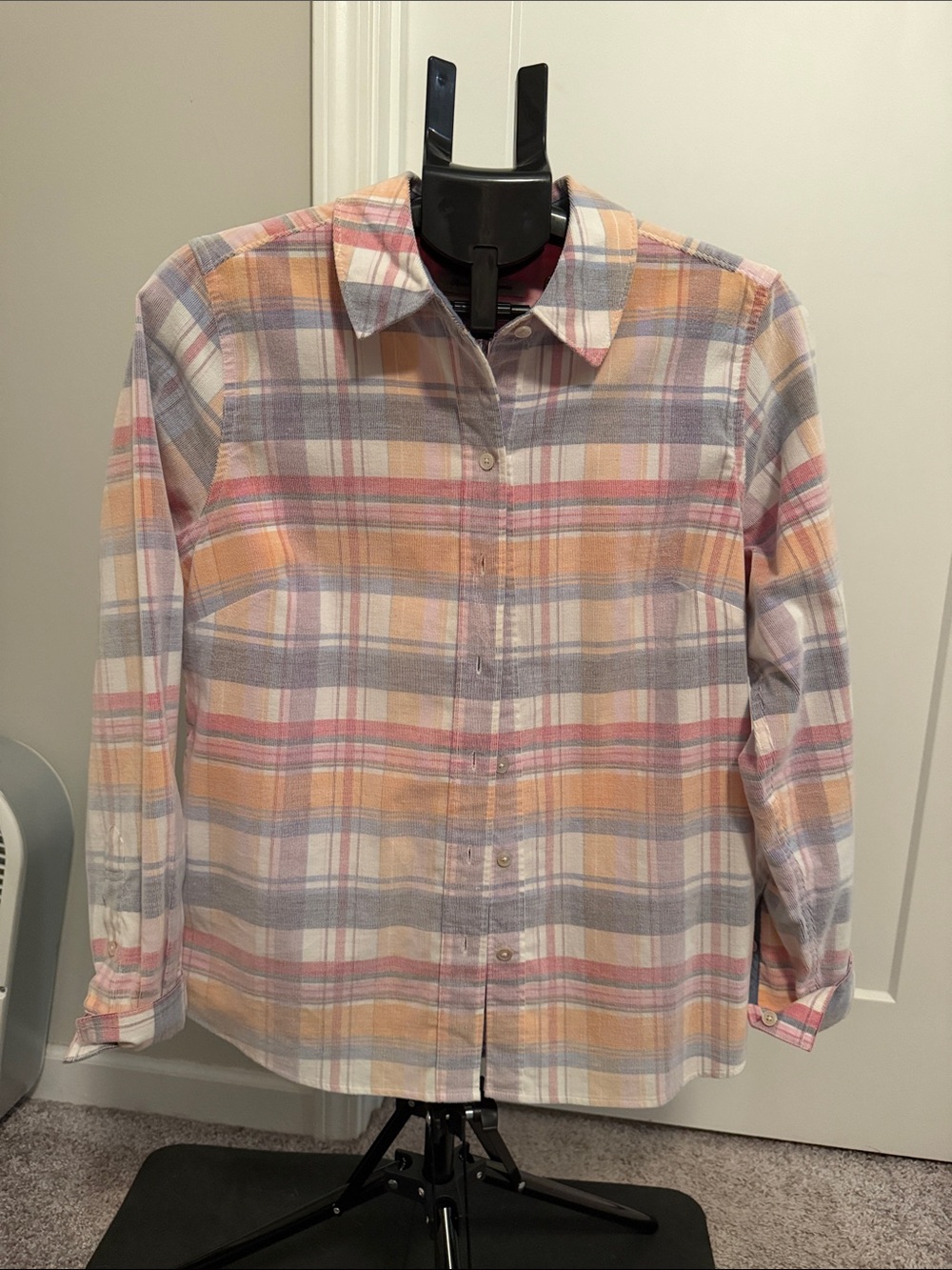 Tommy Bahama Women’s Plaid Button-Down Shirt - Peach, Lavender & Cream